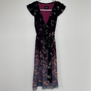 Adrianna Papell Purple Floral Midi Dress